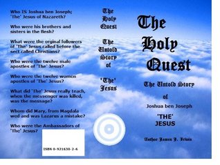 Read The Holy Quest The Untold Story Of Joshua ben Joseph THE JESUS - James J. Irwin file in PDF